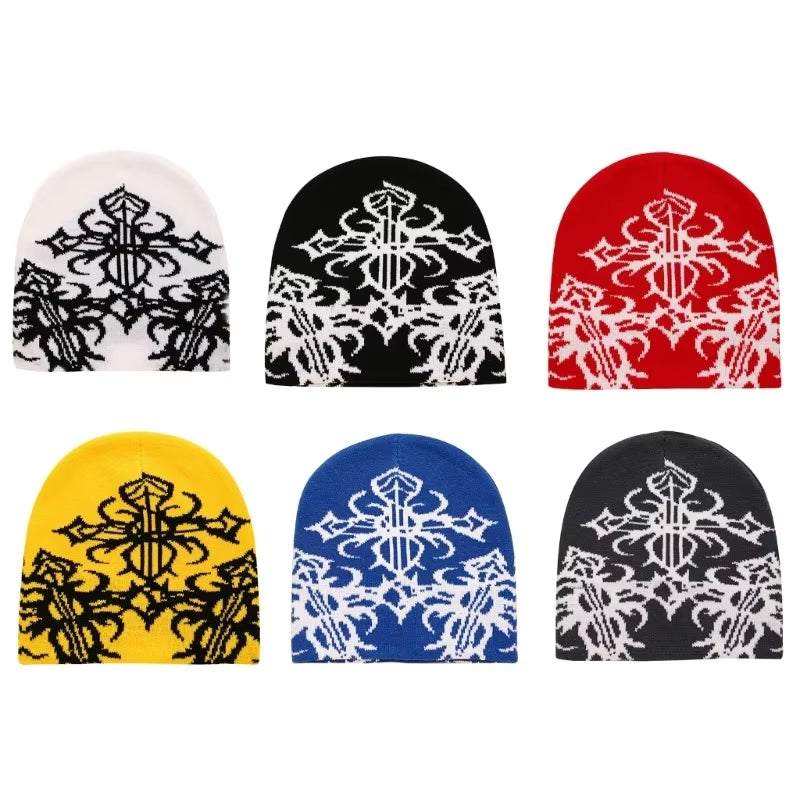 Slouchy Cotton Winter Warm Skull Cap Knitted Beanie Y2K Accessories Unisex Skull Cap Ski Cycling Outdoor